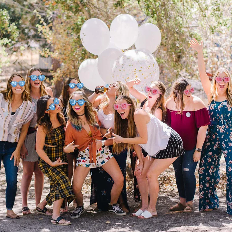 10Pcs Gender Reveal Team Boy Team Girl Glasses Blue and Pink Sunglasses Baby Gender Reveal Party Decoration Photo Props Gifts