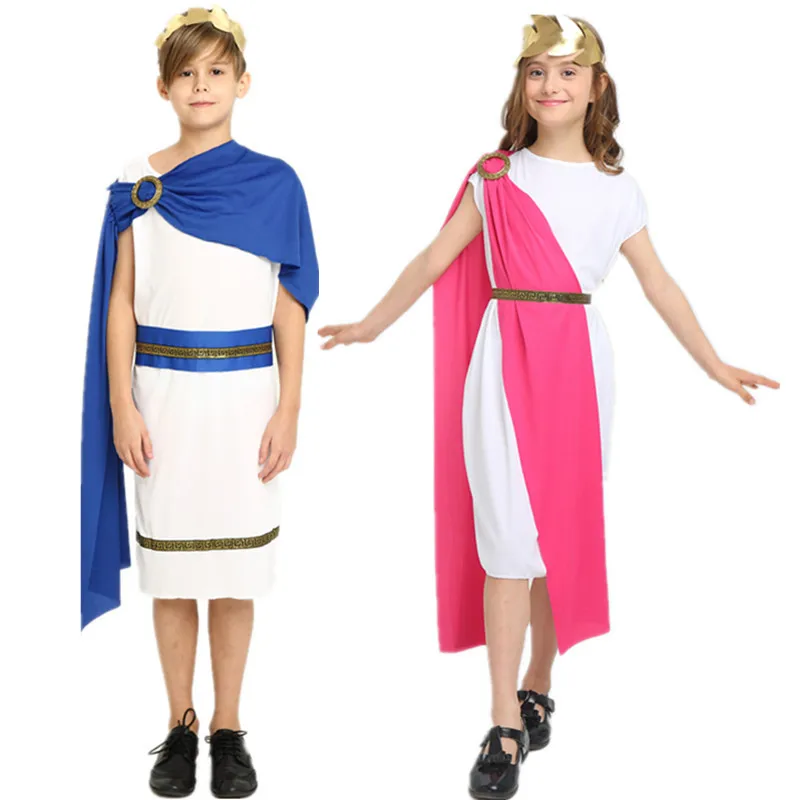 

Halloween Costume for Children, Roman Goddess, Greek Queen, Cos Long Dress Kids Cosplay Carnival Party Role-play Greek Clothes