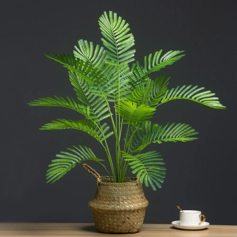 Large Artificial Palm Tree Tropical Fake Plants Green Plastic Palm Leafs Big Monstera Tree Branch For Home Garden Decor