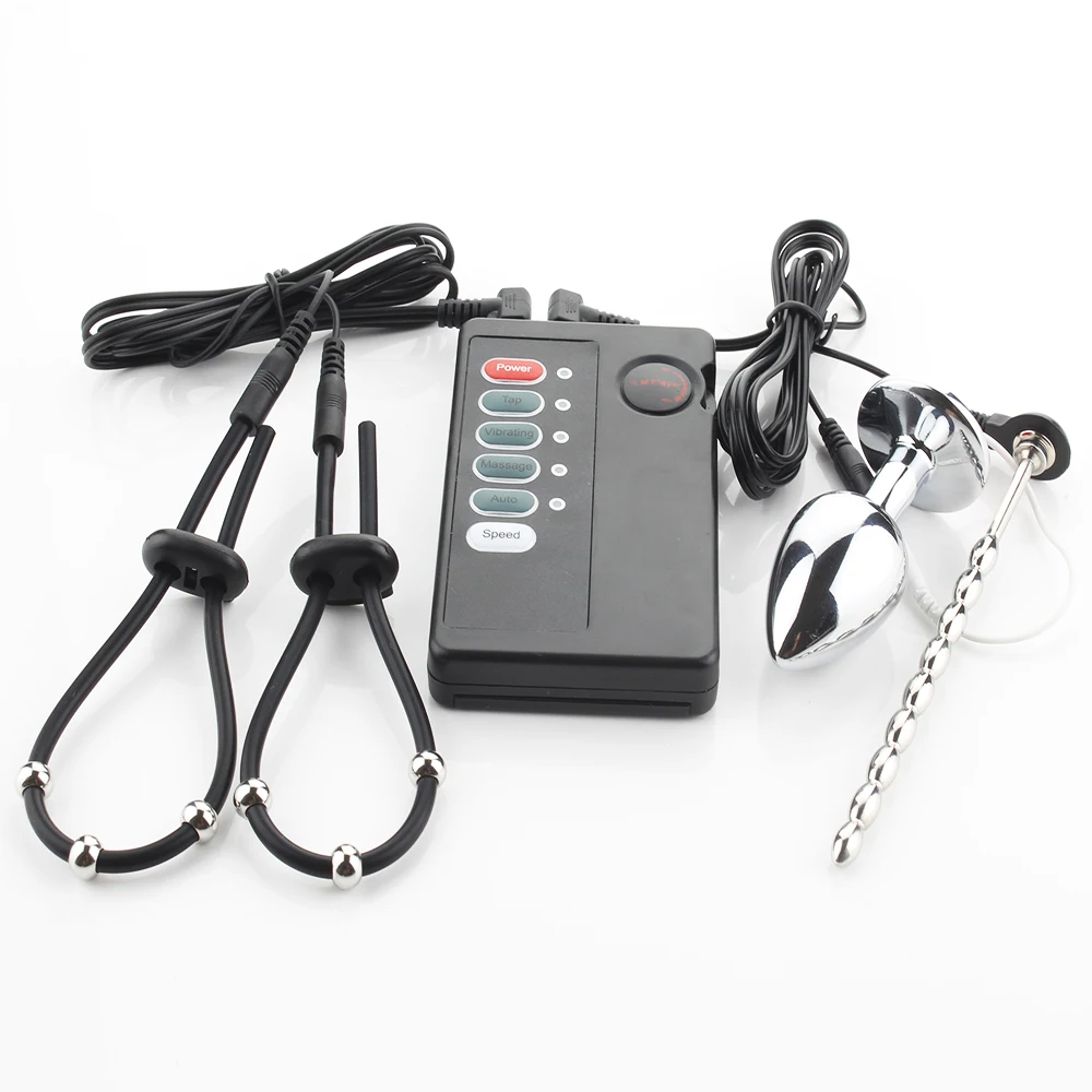 Electro Penis Stimulator Ring Anal Butt Plug for Men Electric Shock Medical Themed Sex Toy BDSM Estim Penis Plug Urethra Dilator electro sex toys electric sex toys penis rings