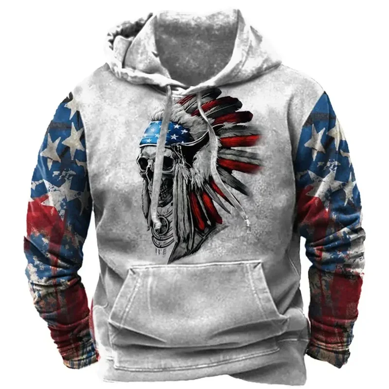 thumbnail image 1 of Sudadera con capucha con estampado 3D de tribu india para hombre, suéteres con gráficos étnicos retro, sudaderas casuales unisex de gran tamaño, sudaderas de manga larga, 1 of 5