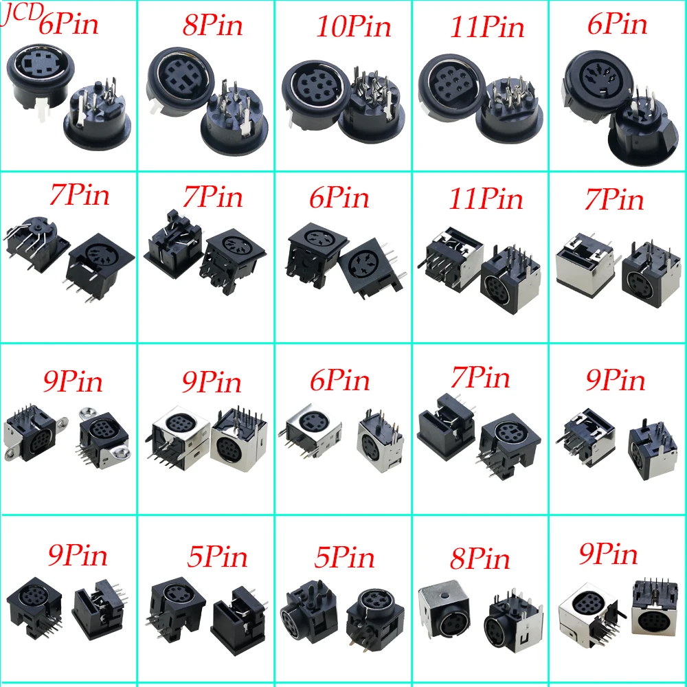 1 Pz S Terminale Audio Video Din Femmina Presa Connettore S-Video Pcb Mount 3/4/5/6/8/9Pin Tono Argento Ps2 Circolare Din Micro Jack