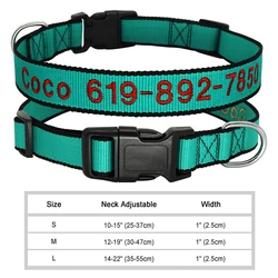 Customized Embroidered Nylon Dog Collar with Adjustable Fit - S (037SGREEN)