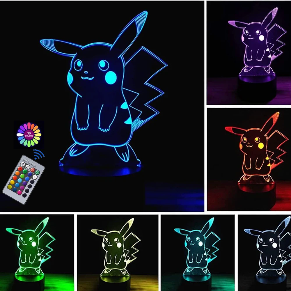 Pokemon Pikachu Charizard Anime Figures 3D Led Night Light Changing Model  Action Logo Lampara Collection Brinquedos Figm - AliExpress