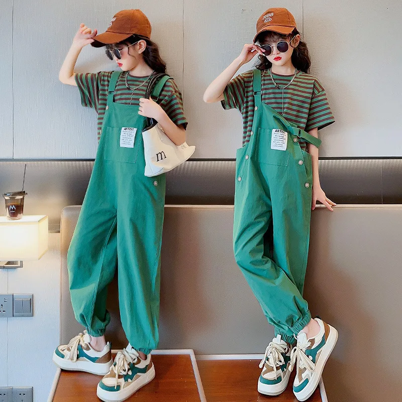 

Set of Sports Overalls for Teenage Girl New Summer Candy Color 100% Cotton Korean Style New Fashion Soft Girls Overall Jumpsuit