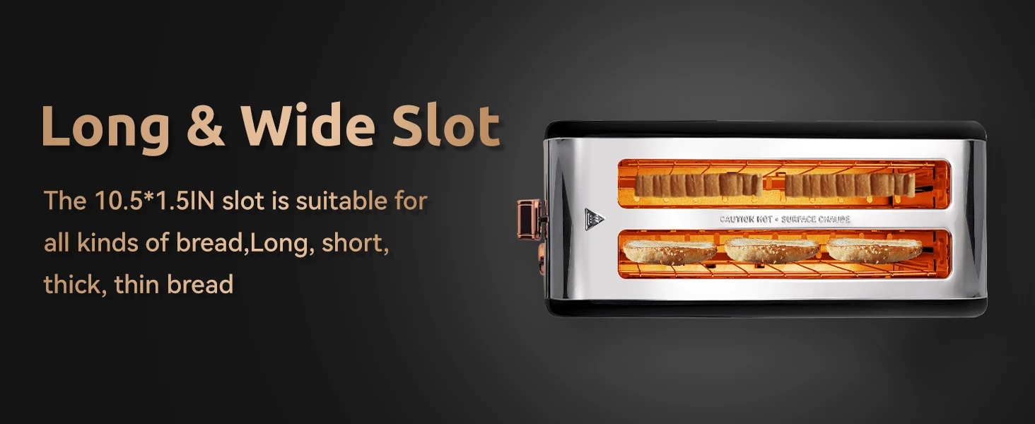 EXTRA LONG AND WIDE SLOT TOASTER