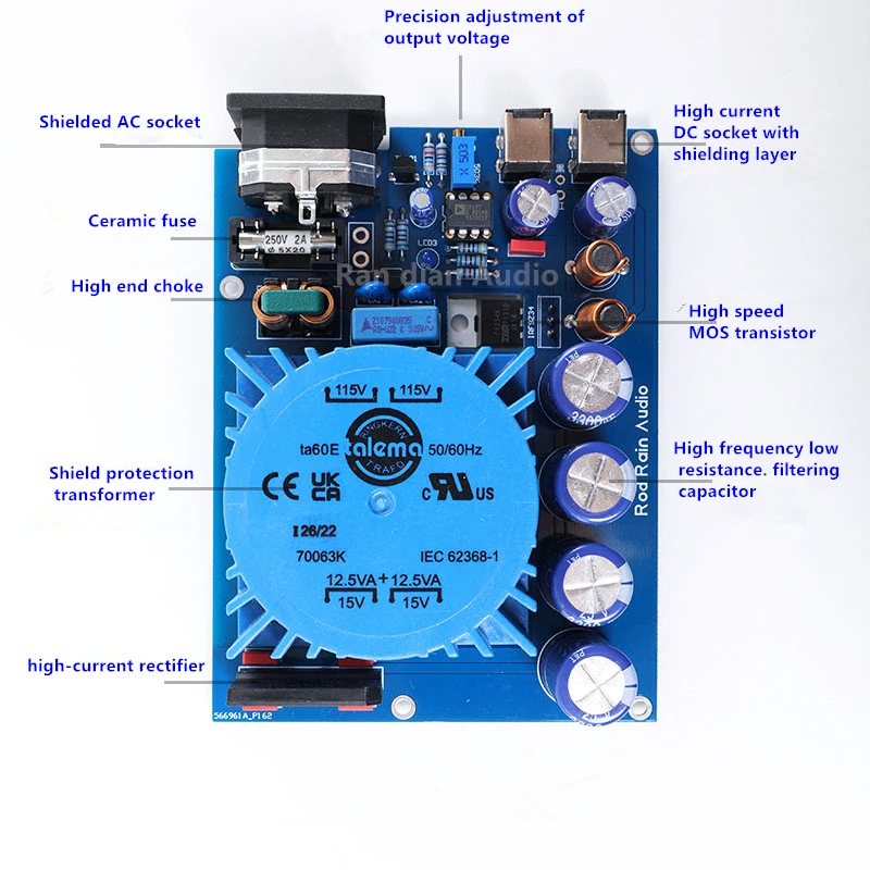 25W Talema 변압기 DC 선형 안정화 전원 공급 장치 DC5V 9V 12V 19V 24V 초저잡음 하이 엔드 오디오에 적합