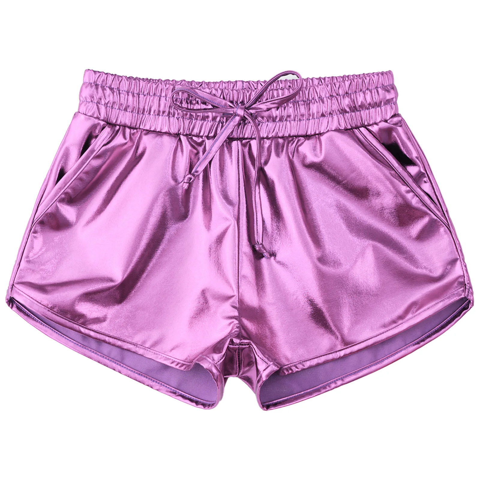 Metallisch glänzende Hip-Hop-Jazz-Tanz-Shorts für Mädchen, Kordelzug, elastischer Bund, Hotpants für Schule, Show, Cheerleading-Auftritt – Detail 33