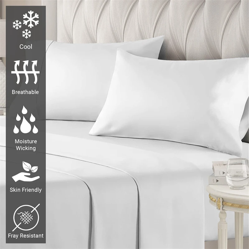 4/6Pcs Egyptian Cotton Bed Sheet Set, Luxury 800TC Fitted Sheet & Bed Sheet & Pillowcase, High End Bedding Sets, Solid Color 3