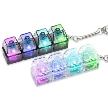 Portachiavi con Tastiera Meccanica Illuminata a 4 Tasti, Pulsante Anti-Stress per Ufficio, Casa, Adulti e Bambini, Clicker per Decompressione