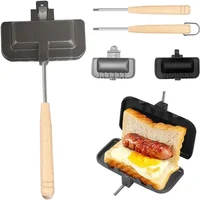 Hot Sandwich Maker, Double Sided Sandwich Roll Sealed Grill Pan, Non-Stick Hot Dog Toaster - Portable with Removable Handle 1