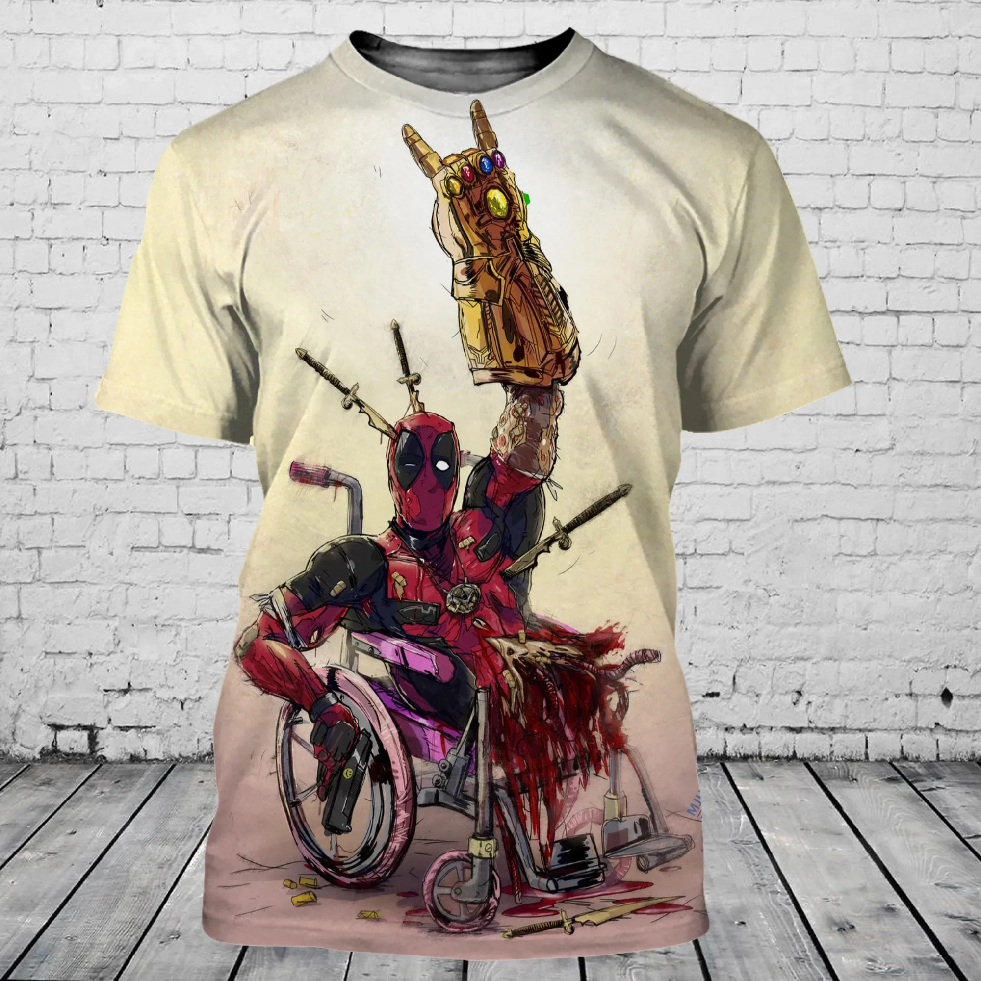 3D Print T-Shirt Summer Miniso Deadpool Men Women Short Sleeve Casual Style Casual Streetwear Tee Tops Cartoon 2