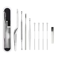 8pcs/set Stainless Steel Ear Wax Pickers Cleaner Ear Wax Removal Tools Set Ear Picks Wax Removal Tweezers Ear Pick Clean Tool wi 1