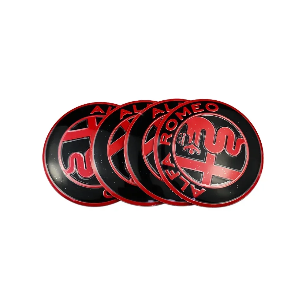 Alfa Romeo Wheel Hub Caps Sticker Set - Premium Car Wheel Center Emblems, 4-Piece Accessory Kit