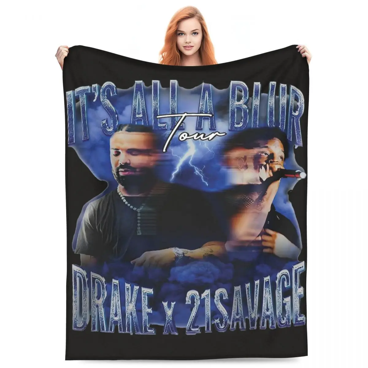 

Теплые одеяла для пикника It All A Blur Tour 2023 drгракс 21 Savage постельные принадлежности броски музыкальный певец Фланелевое покрывало для дивана покрывало для кровати
