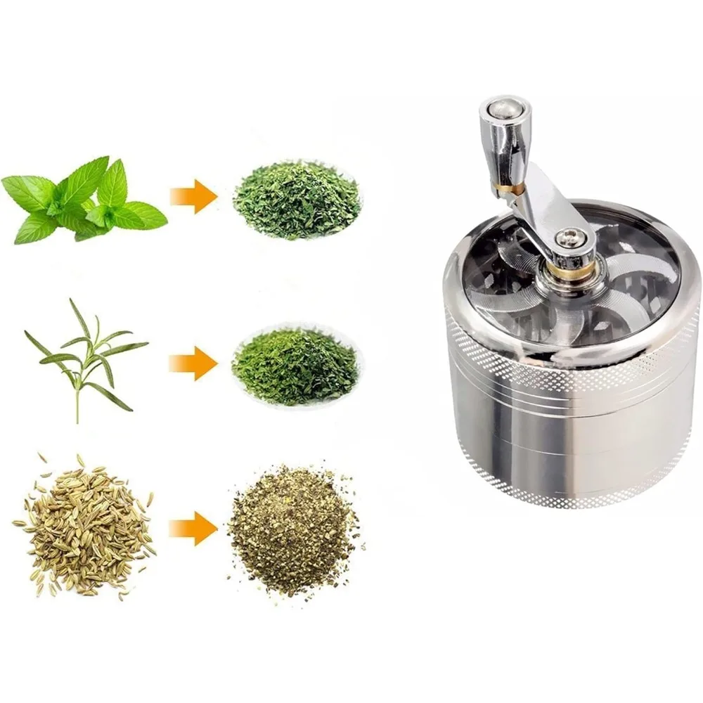 Nut Spice Grinder Herb Spice Grinder Spice Grinder Manual Metal Grinder for Nutmeg Ginger Rock Salt 4 Layer Zinc Alloy