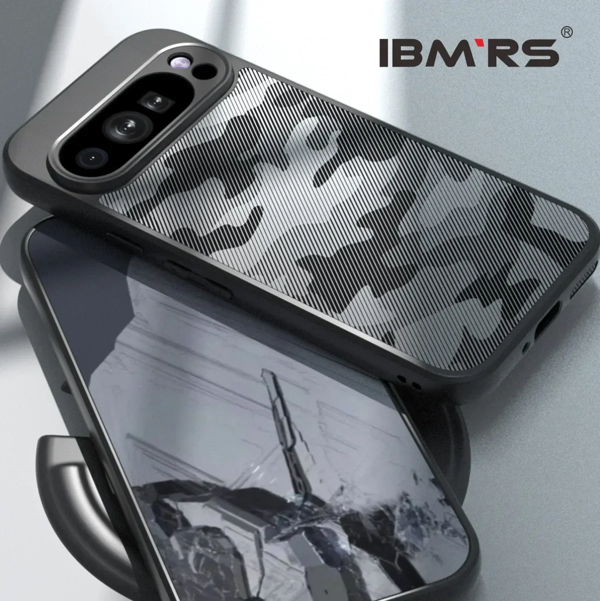 Rugged Durable Anti-Slip TPU Shockproof Case - Camo Black