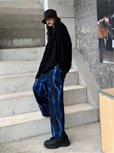  Women Tie Dye Harem Pants Casual High Waist with Drawstring  Loose Cargo Joggers Sweatpants Deep Blue : Clothing, Shoes & Jewelry