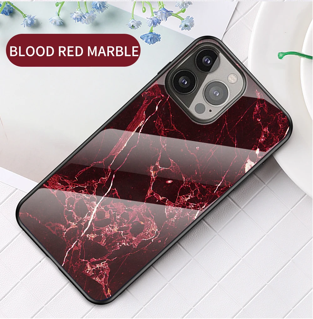 Fashion Marble Tempered Glass Case For iPhone 13 12 11 14 Pro XSMax XR 8 7 6 Plus SE2020 Silicone_voghion.com