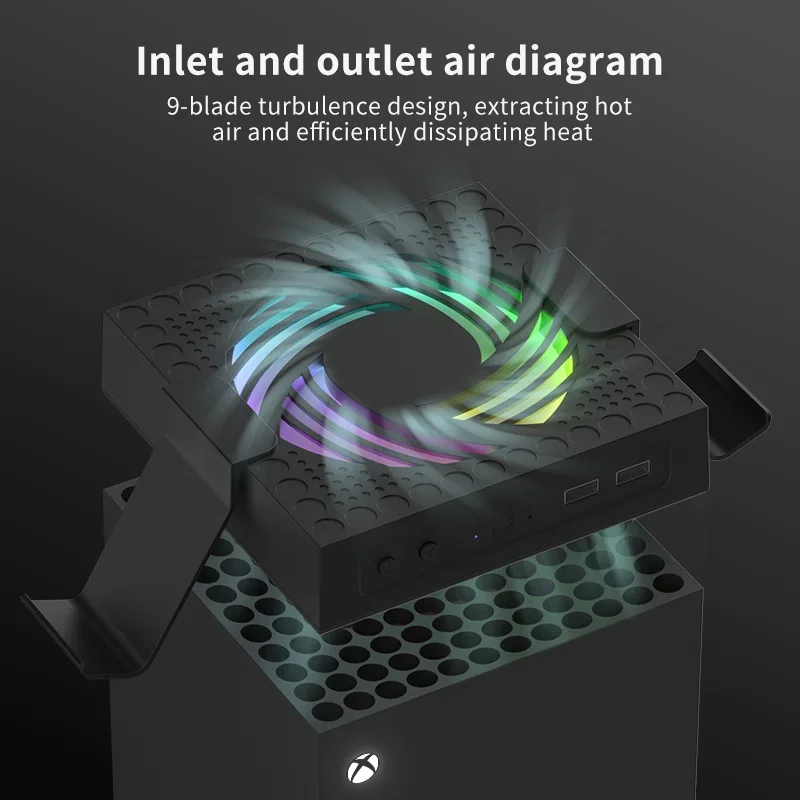 Aolion Cooling Fan Stand 3 Speed Adjustable Host Heat Dissipation Dock For Xbox Series X Accessories Top Dust Proof Cover