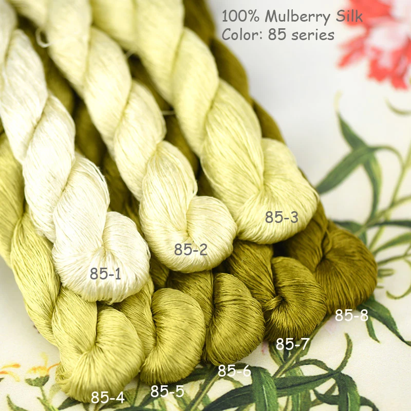 Description Picture 3 of item100% Mulberry Silk Thread Embroidery Yarn Floss Natural  Cream Beige Yellow Gold 85  Orange Brown Color 85 88 89 90 91 92 93 106