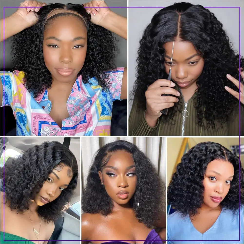 Wear and Go Bob Wig Human Hair Water Wave 250 Density 13X4 HD Lace Frontal Bob Wigs Pre Plucked Glueless Wig Short Bob Wigs