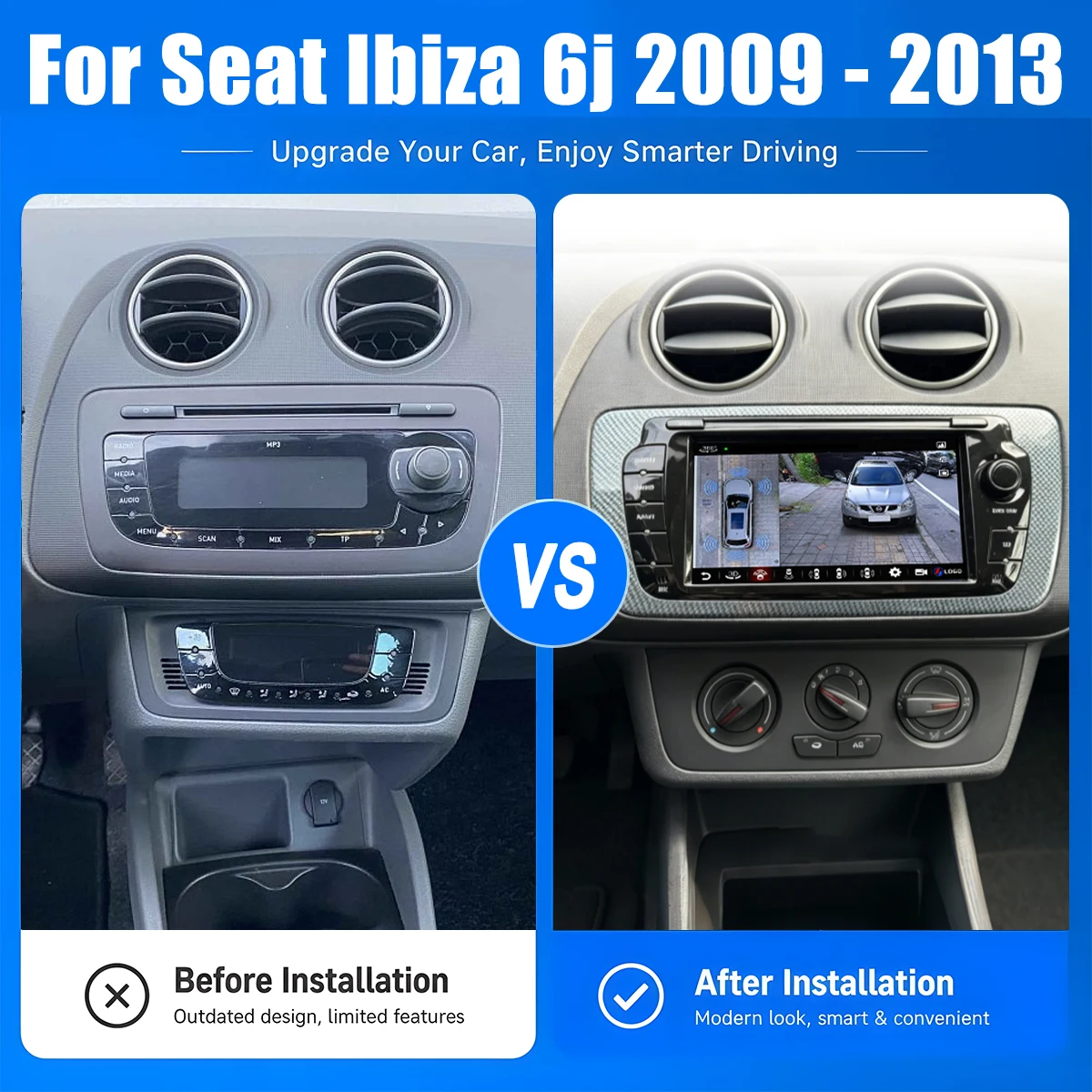 Radio Multimedia para Auto con Pantalla Táctil de 7 Pulgadas para Seat Ibiza 6j 2009 2010 2011 2012 2013 Carplay Multimedia Estéreo GPS Navi FM 2