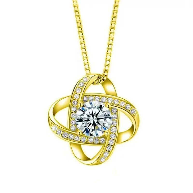 Sterling Silver Clover Necklace,Cubic Zirconia Pendant,Mother's Day Valentine's Day Gift,with beautiful gift box for gift giving