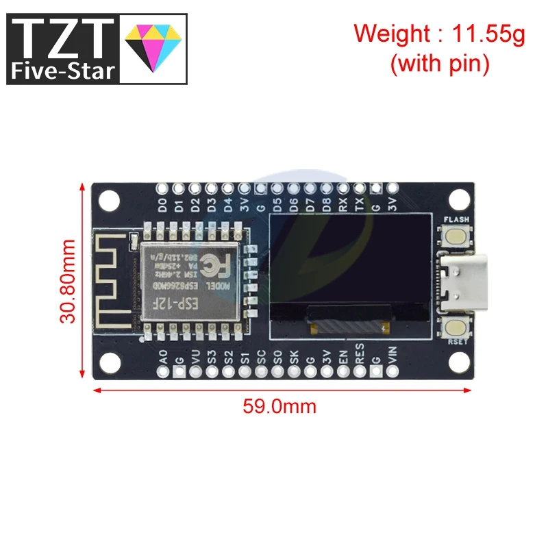 รูปสินค้า บอร์ดพัฒนา ESP8266 พร้อมจอ OLED สำหรับ Arduino/Micropython