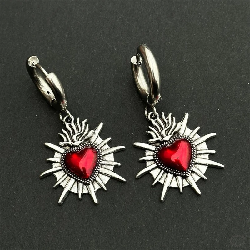 Gothic Dorn Ohrringe für Frauen Mädchen Cosplay Schmuck Kreuz Herz Tropfen Ohrringe Niet Ohr Tropfen Goth Zubehör Ohr Ringe