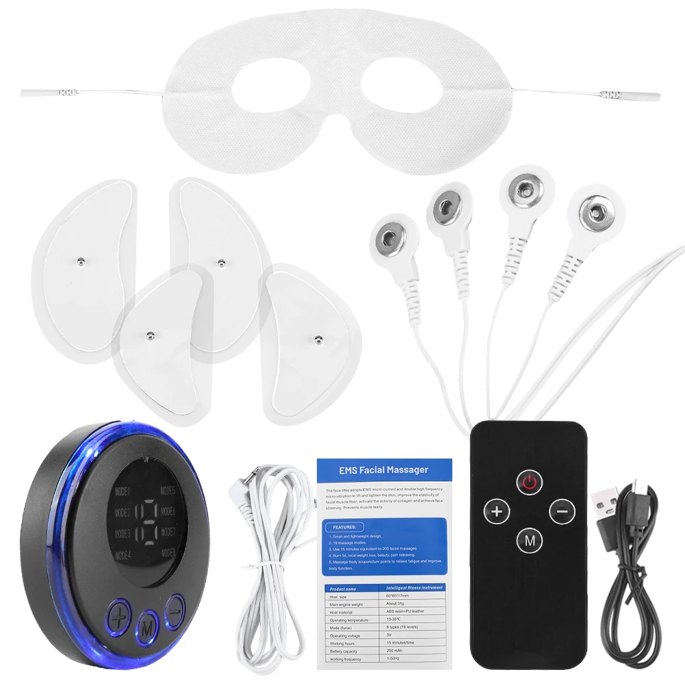 Facial Massager EMS Facial Massager Facial Lifting Device USB Charging Face Tightening Tool 8 Modes 19 Levels Anti-Aging Beauty Device for Women