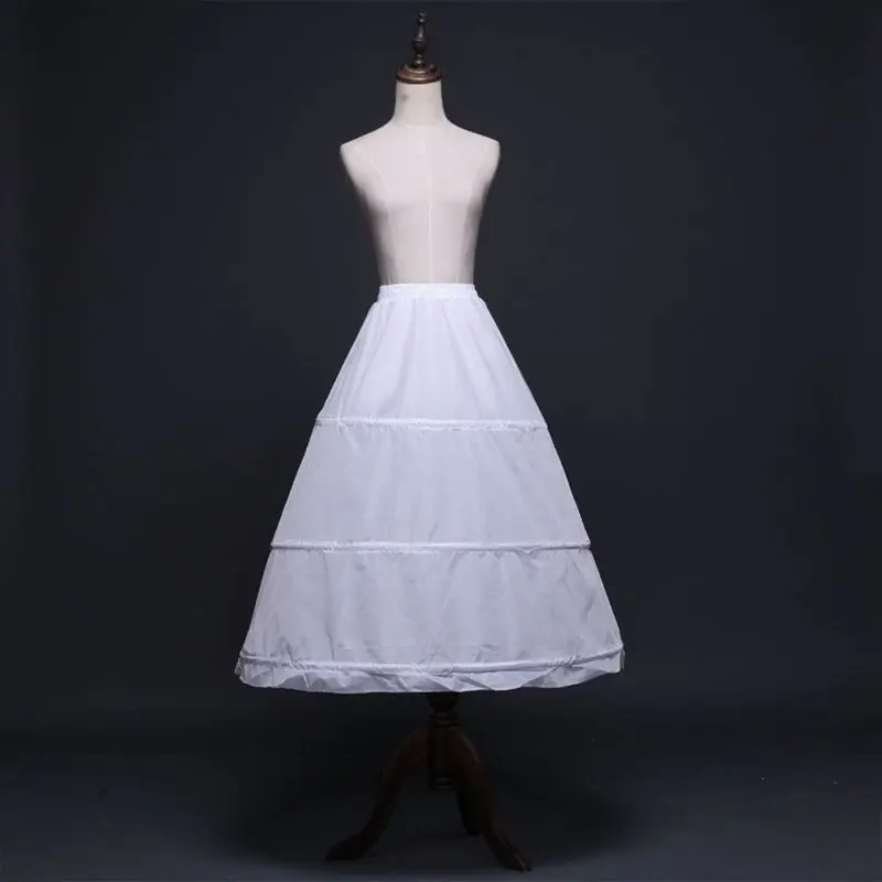 Femmes 3 Cerceaux A-ligne Jupon Taille Ajustable À Cordon De Mariage Robe De Mariée Crinoline Couche Unique de Bal Jupon Antidérapant