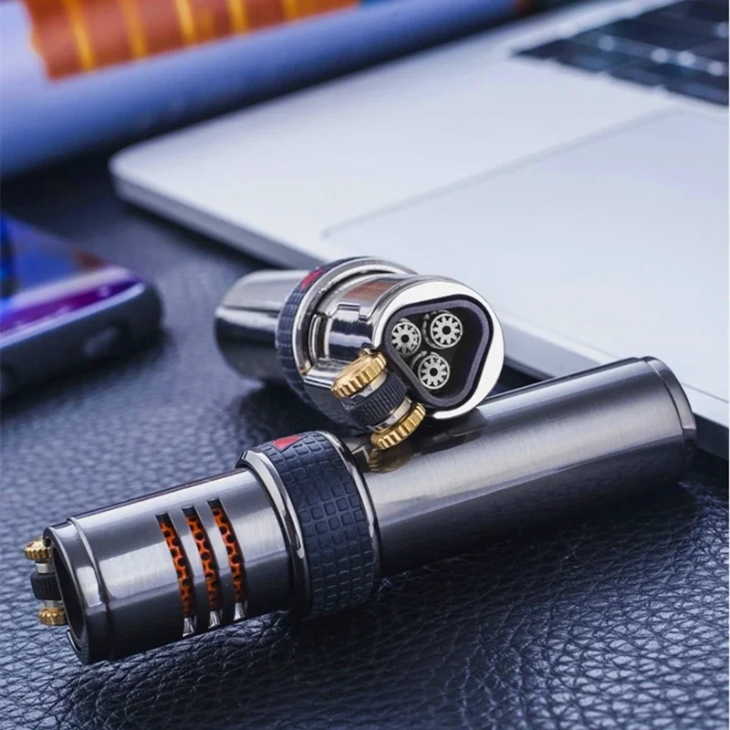 JOBON-Personalized Windproof Gas Lighter Triple Torch Refill Jet Flame Metal Spray Gun Kitchen Pipe Cigar Lighter Gadget