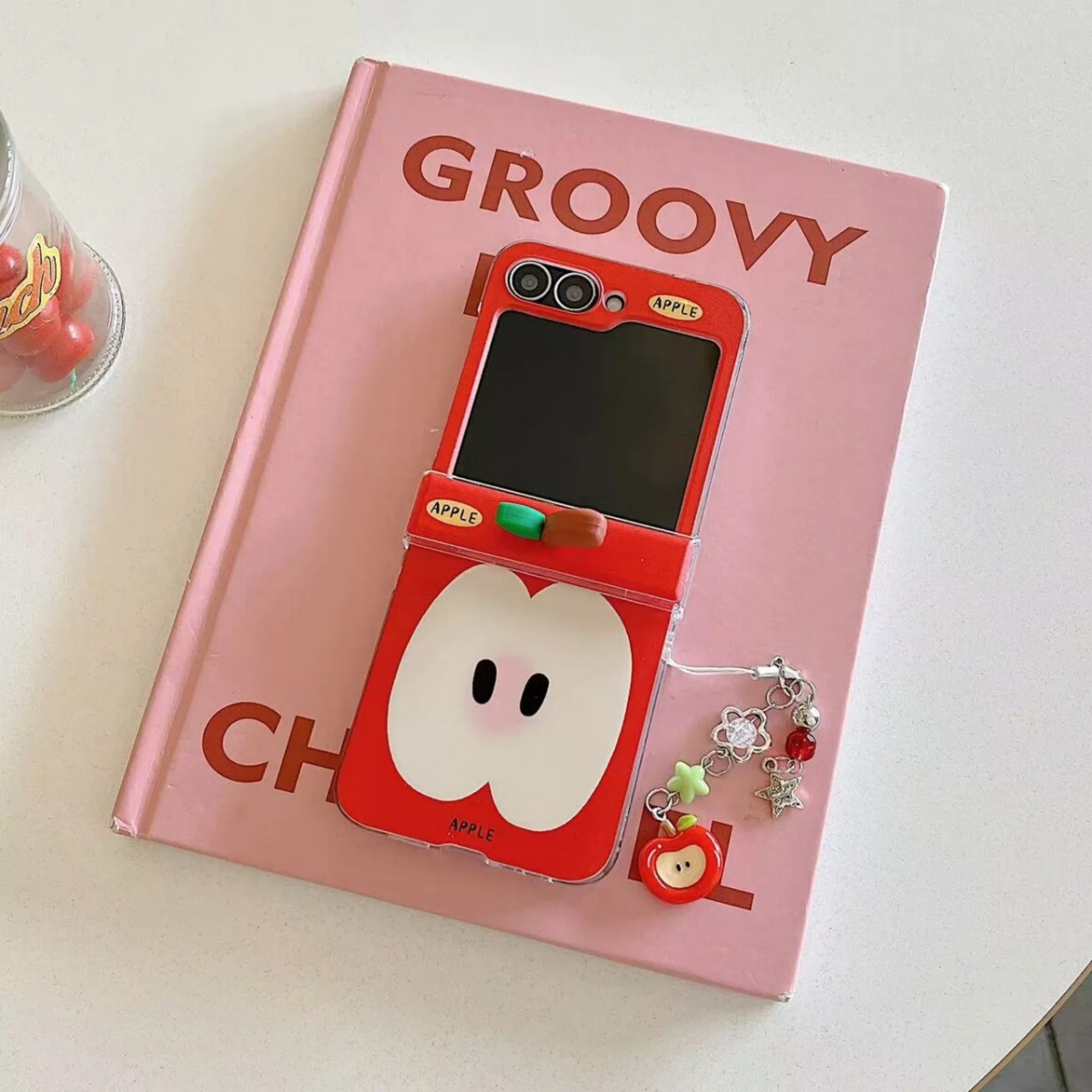 Korean Cute 3D Fruit Core Phone Case with Fruit Pendant - Stylish Hard Back Cover