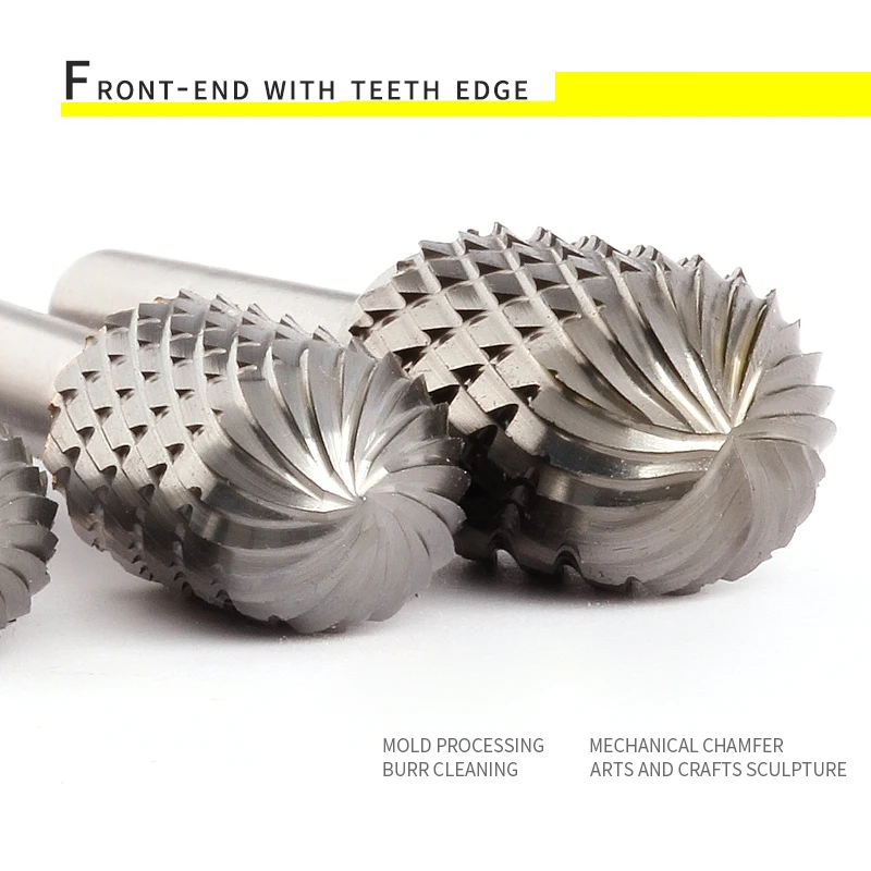 초경 텅스텐 강철 그라인딩 헤드 1pcs C 형 더블 슬롯 원통형 볼 헤드 밀링 커터 목공 금속 로터리 파일