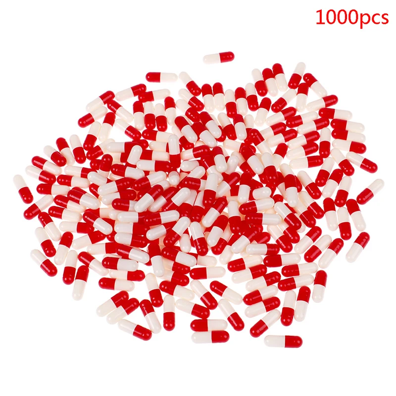 

1000 шт. Пустые твердые желатиновые капсулы лекарственные 0 # красные и белые пустые таблетки
