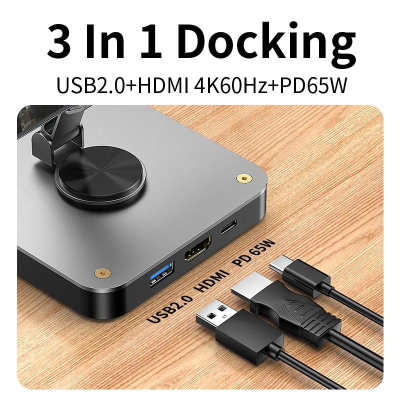 Unnlink USB C 도킹 스테이션 태블릿/휴대폰 접이식 스탠드, 4K 60Hz HDMI, PD 100W, iPad Pro/Air iPhone 15 스위치용 USB 2.0