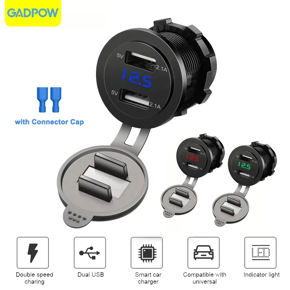 12V 24V Dual USB Car Charger Fast Charge Cigarette Lighter Socket 4.2A car charger