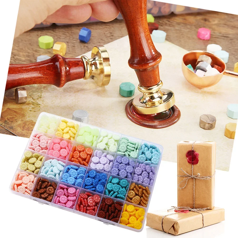 Sunflower Colorful Sealing Wax Seal Stamp Wax Beads Scrapbook Material Wedding Birthday Xmas Invitation Stamp Decor 250/600PCS sealing wax beads sealing wax beans wax seal beads
