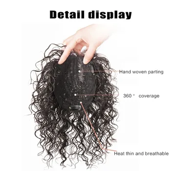 Parrucca Sintetica da Donna, Pezzo di Capelli Soffice in Seta di Mais, Parrucca Ricci Corti con Topper per Capelli, Extension per Capelli Corti Ricci