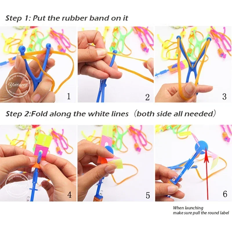 1-10pcs Flashing Light Slingshot Arrow Toys LED Blue/Flashing Rubber Band Catapult Kids Mini Light Up Catapult Aircraft Toy Gift