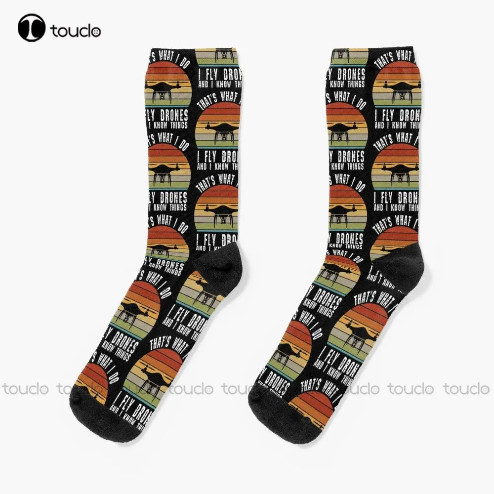 

That'S What I Do I Fly Drones And I Know Things Funny Drone Pilot Pun Gift Socks Cow Socks Street Skateboard Socks Custom Gift