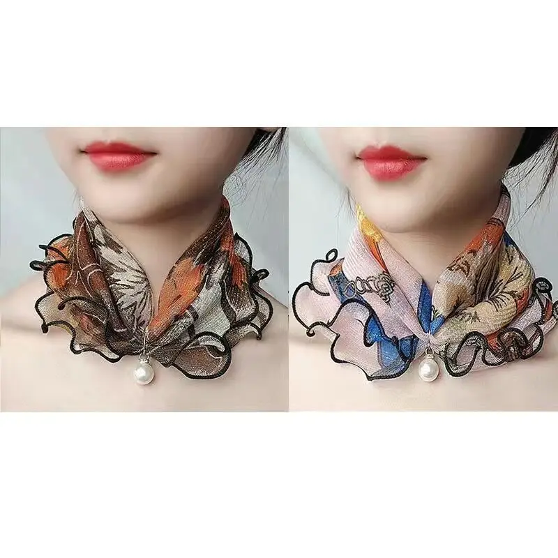 Neue 15x7CM Modische Und Vielseitige Imitation Perle Mesh Abdeckung Hals Schutz Schal Dekoration Kleinen Schal – Detail 9