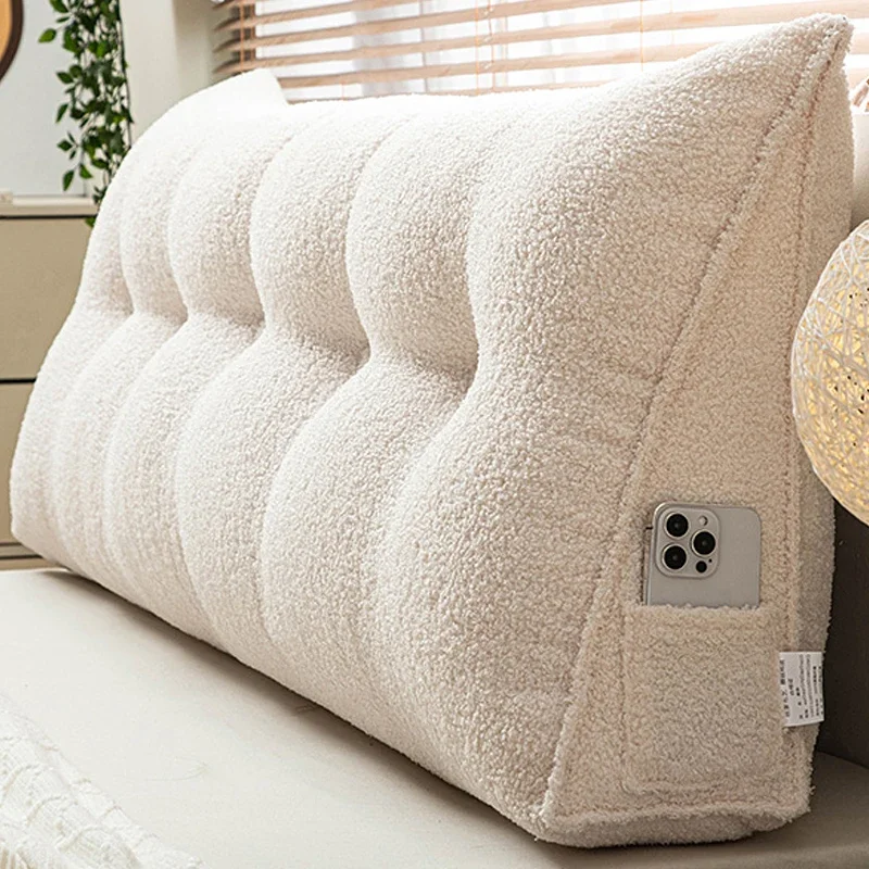 Large Triangular Headboard Wedge Bed Rest Reading Pillow Backrest Positioning Support Bolster Cushion with Removable Cover 4
