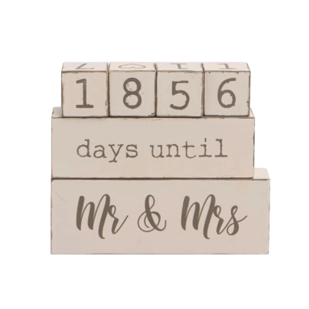 

Wedding Countdown Calendar Vintage Wooden Block Days Until Mrs Sign Advent Calendars Decorative Reusable Calendars