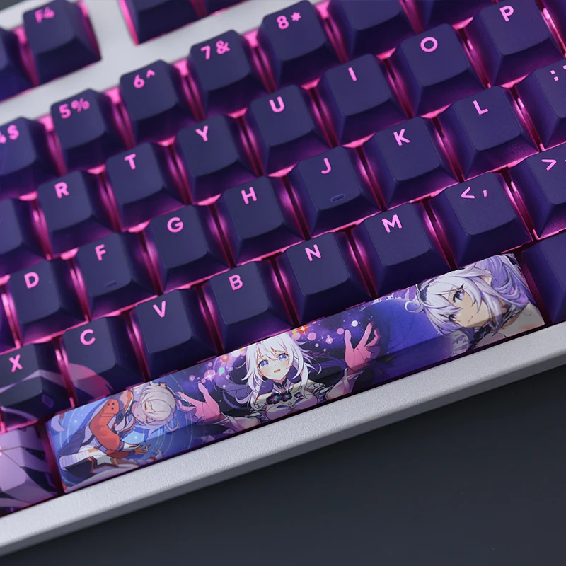 Chaves Conjunto Honkai Impacto Kiana Kaslana Herrscher de Finalidade Keycap Pbt Dye Sub Backlit Keycaps Anime Gaming Key Caps 108 - Imagem 3