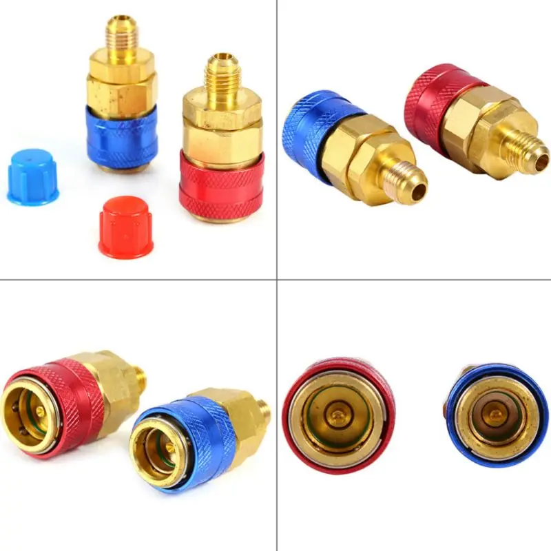 

Pipe Fittings Adapters Quick Couplers R134A H/L Quick Coupler Connector Adaptor Brass for Freon Manifold Gauge Univer