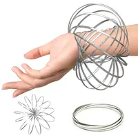 Flow Ring Spinner Ring Arm Toy Geometric Magic 3D Bracelet Spring Fidget Ring Rainbow Metal Circles Toys for Stress Relief Kids 1
