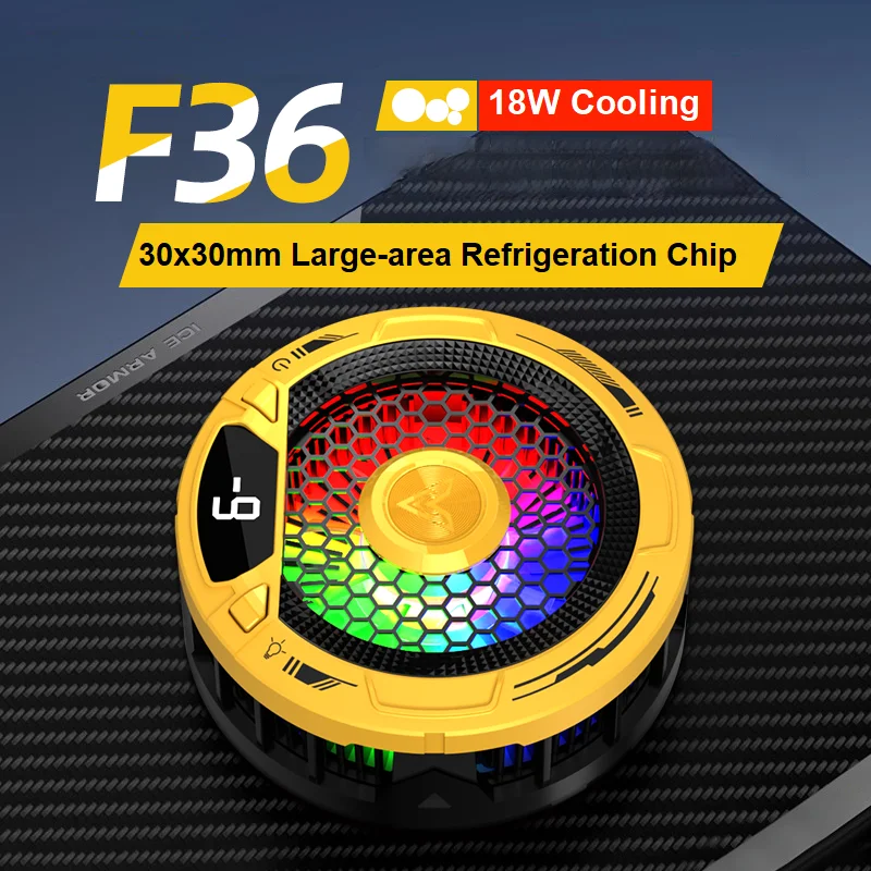F36 반도체 전화/태블릿 쿨러 18W 고속 냉각 자기 RGB 게임용 스마트폰 및..