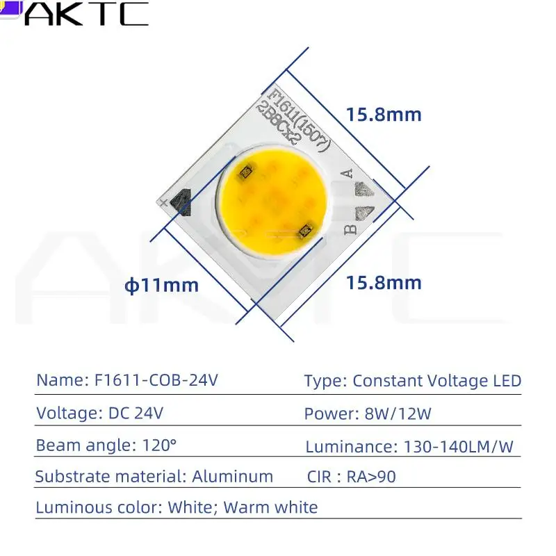 16*11mm LED COB Chip DC 24V 8W 12W BiColor Lamp Panel Warm 2700+White 6000K LED Spotlight Floodlight Downlight DIY Light Source led flood light led lamp led light panel